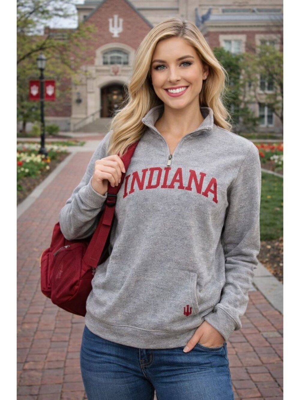 PINK Victoria’s Secret Indiana Hoosiers Gray Long Sleeve Top Women’s Size XS Cam